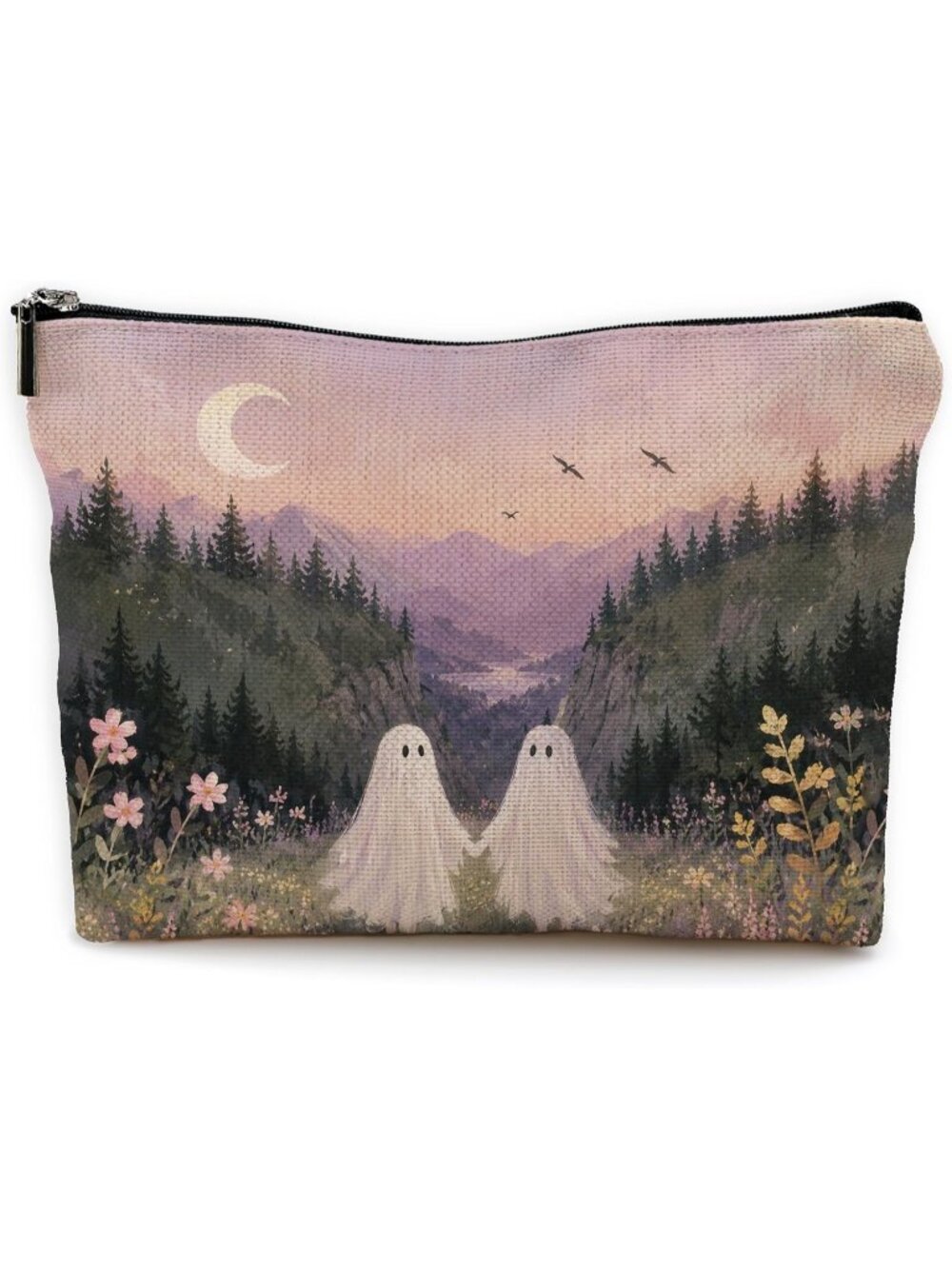 🎃Ghost White Green Spooky Halloween Ghost Fall Makeup Pouch Travel Toiletry Bag
